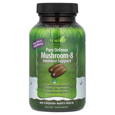 Поддержка иммунитета Irwin Naturals Pure Defense Mushroom-8 Immune™, 60 мягких капсул