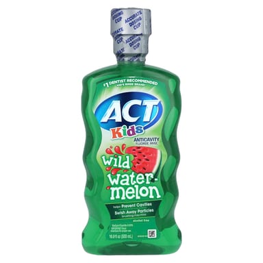 Детский ополаскиватель для полости рта с фтором ACT, без спирта, вкус Wild Watermelon, 500 мл