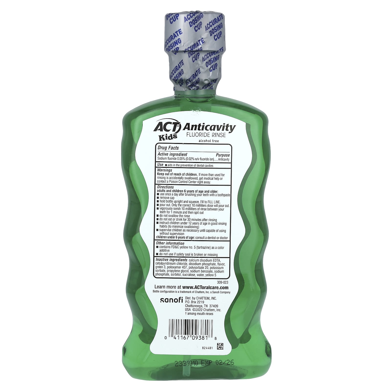 Детский ополаскиватель для полости рта с фтором ACT, без спирта, вкус Wild Watermelon, 500 мл — фото 2