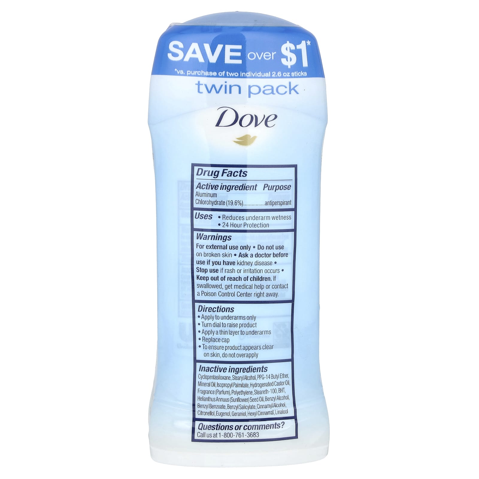 Антиперспирант Dove Deodorant Original Clean 2 Pack, 74 г — фото 2