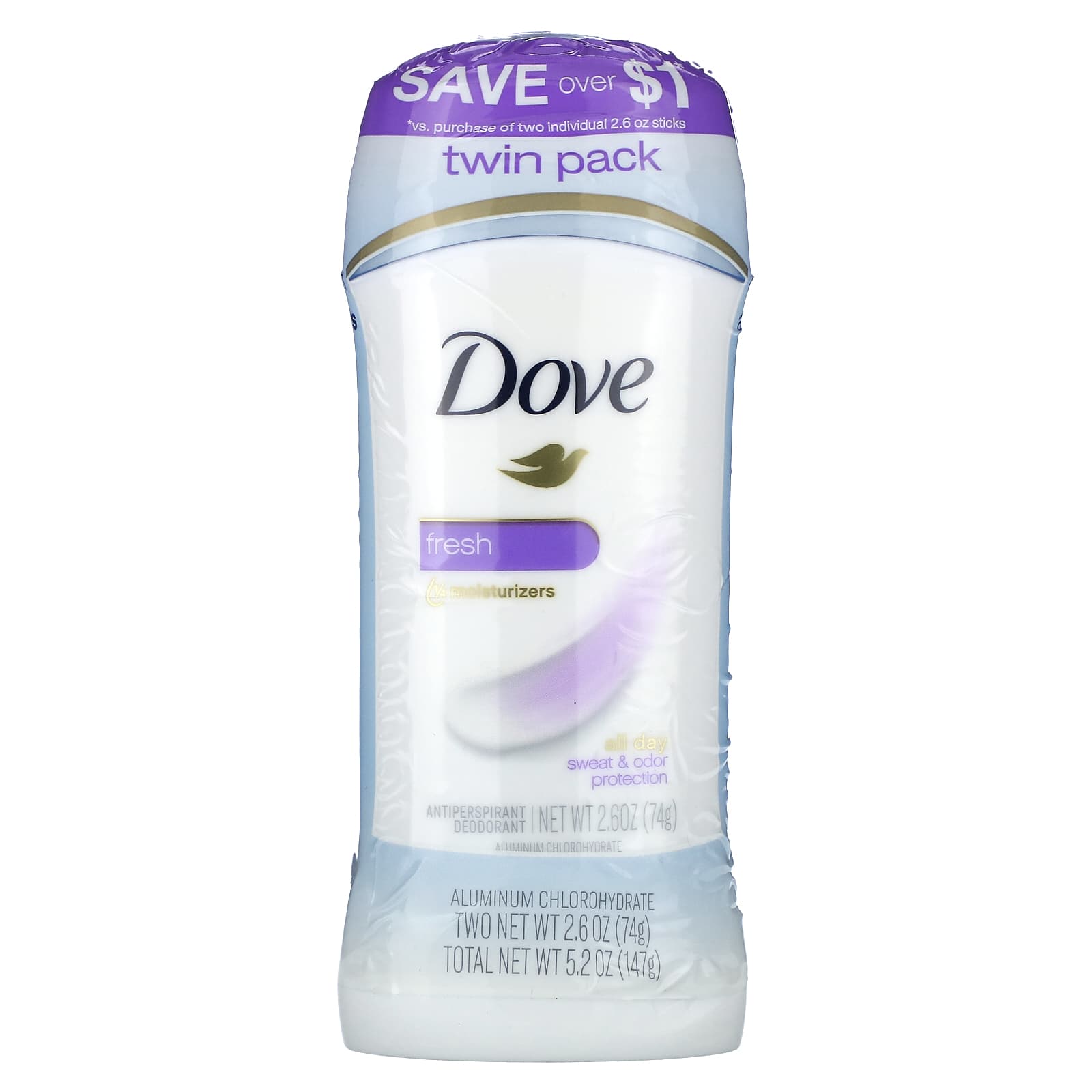 Антиперспирант Dove Deodorant 2 Pack, оттенок Fresh, 74 г — фото 2