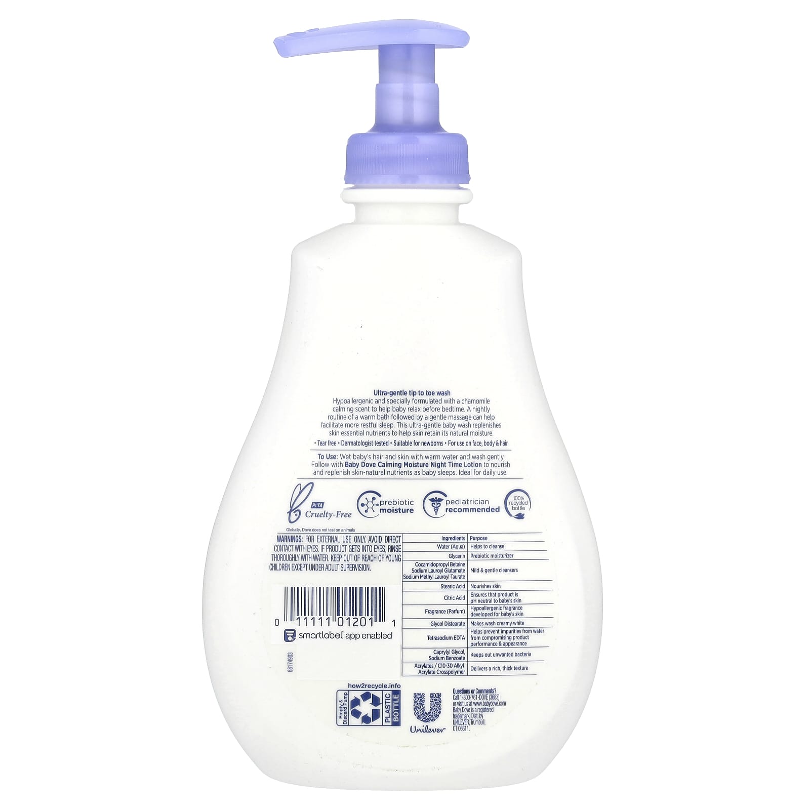 Детское средство для мытья Dove Baby Sensitive Skin Care Night Time Calming Moisture, 384 мл — фото 2