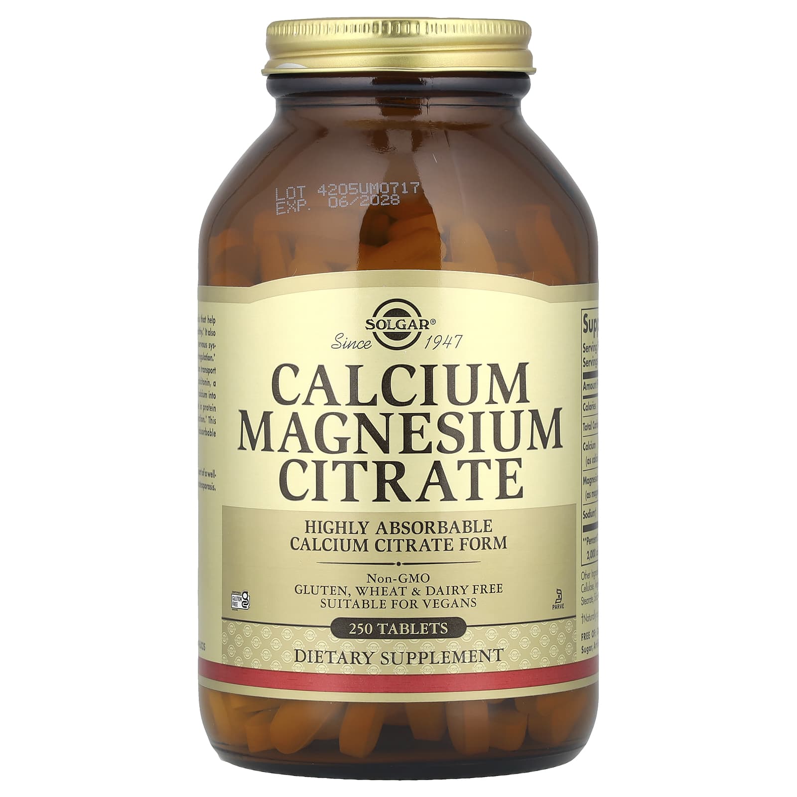 Магний цитрат Solgar Calcium, 250 таблеток