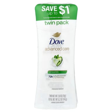 Антиперспирант Dove Advanced Care Deodorant Cool Essentials 2 Pack, 74 г