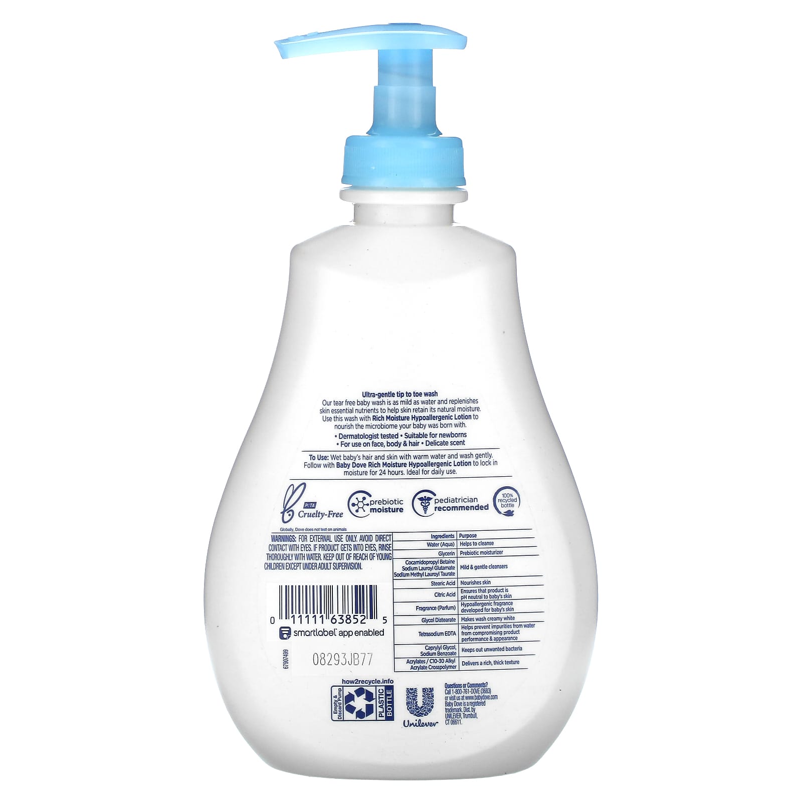 Детское средство для мытья Dove Baby Hypoallergenic Rich Moisture, 384 мл — фото 2