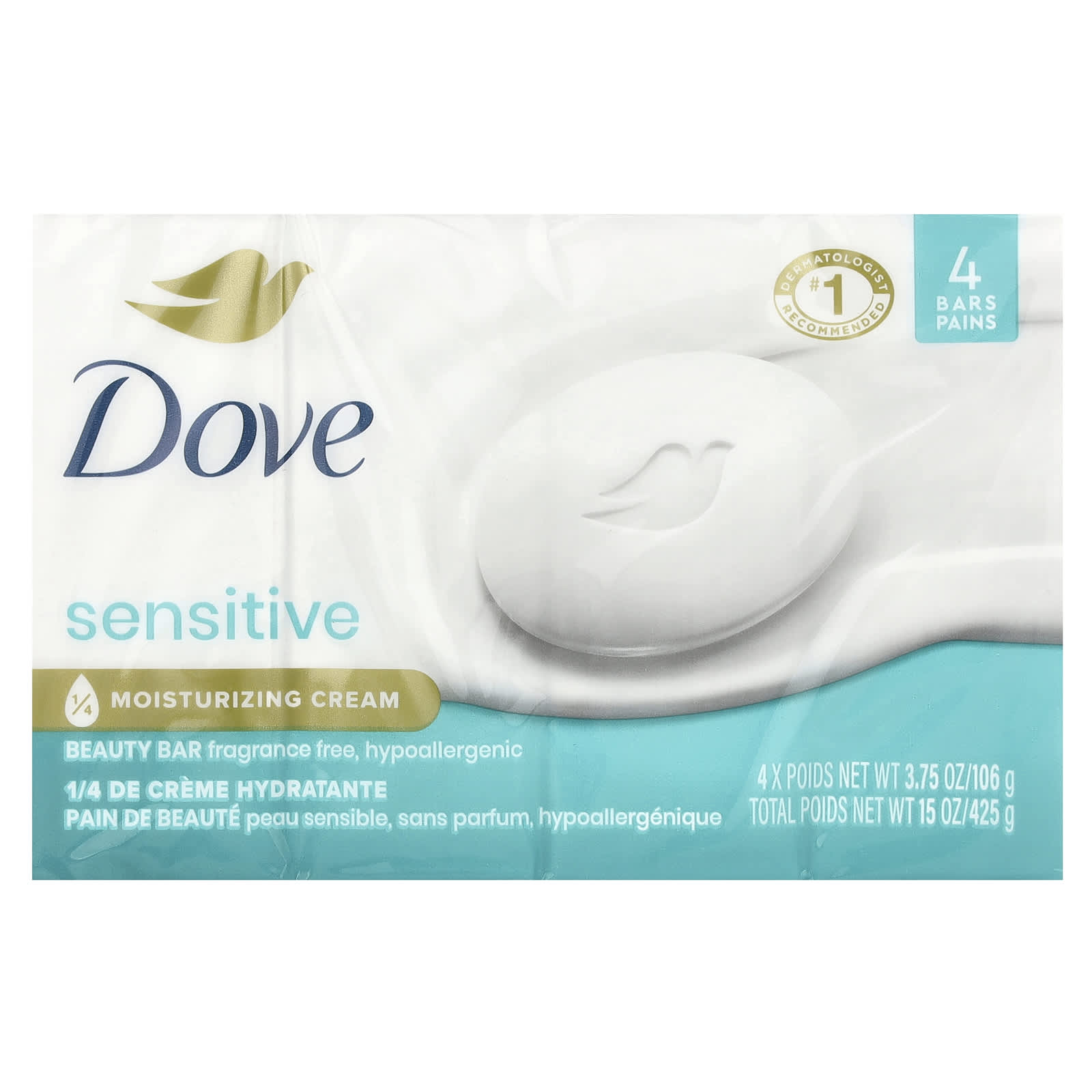 Косметическое мыло Dove Sensitive Skin, 106 г, 4 шт.
