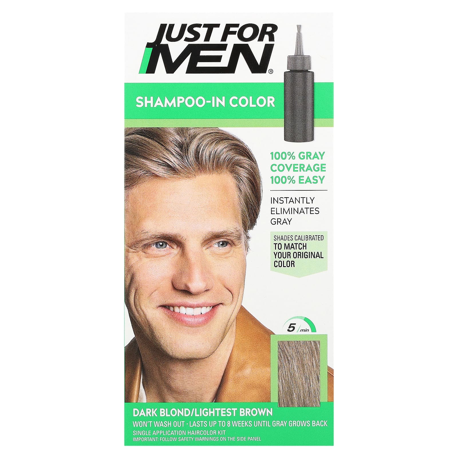 Набор для окрашивания волос Just for Men Shampoo-In Color H-15 Dark Blond/Lightest Brown Single Application — фото 2
