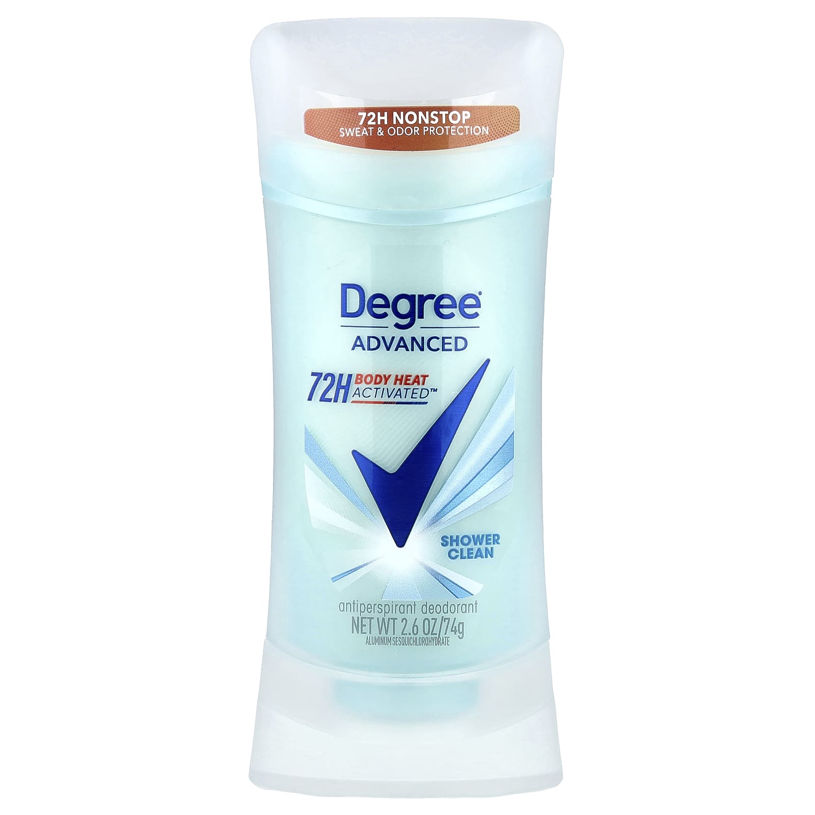 Антиперспирант Degree 72H Body Heat Activated™ Deodorant Shower Clean, оттенок Advanced, 74 г