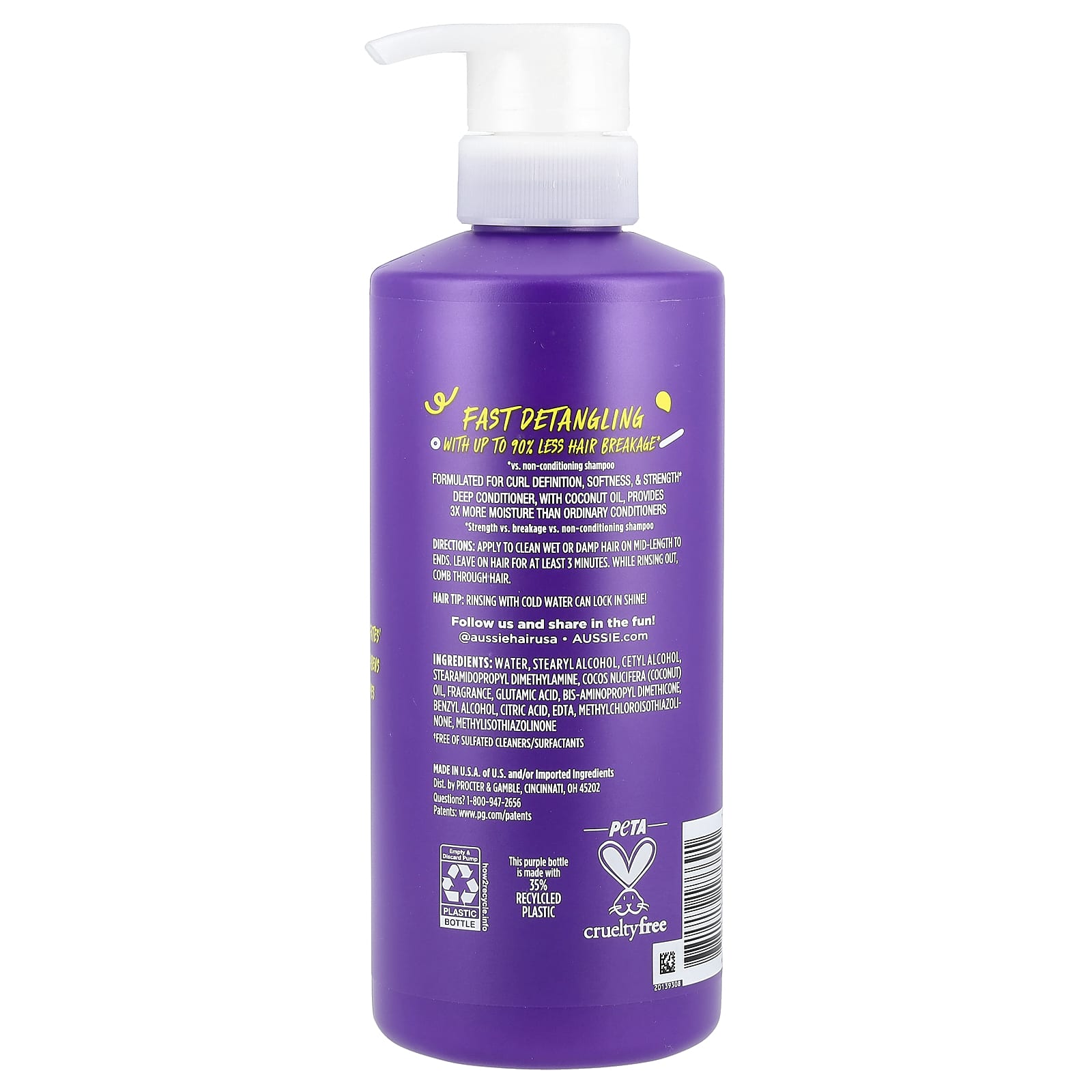 Кондиционер Aussie 3 Minute Miracle Curls Detangling Deep, вкус With Coconut, 475 мл — фото 2