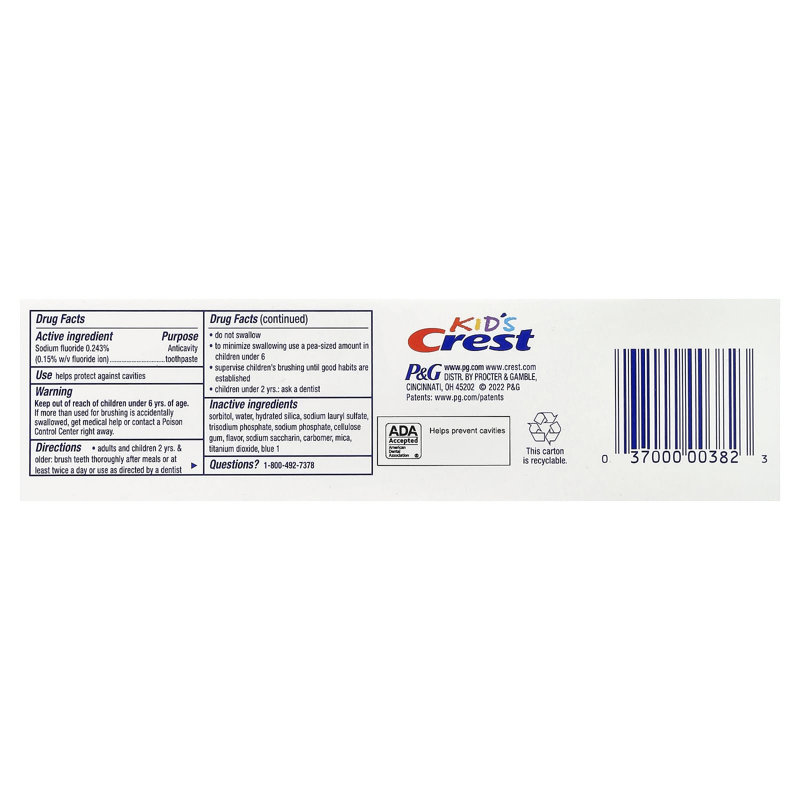 Детская зубная паста Crest Cavity Protection Fluoride Anticavity Sparkle Fun, 130 г — фото 3