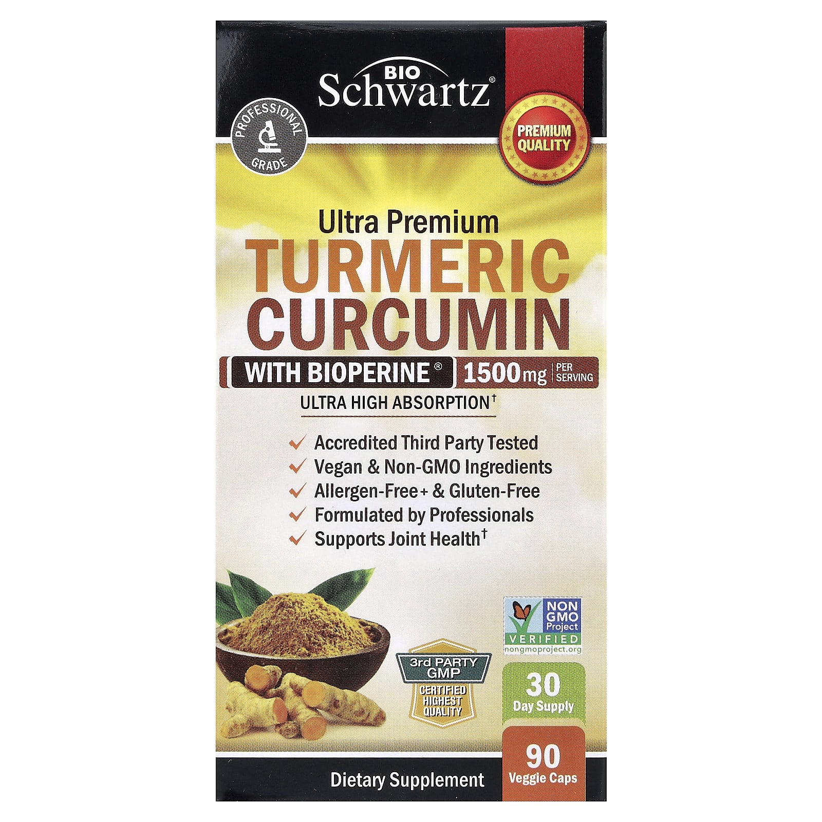 Куркумин BioSchwartz Ultra Premium Turmeric With Bioperine®, 90 растительных капсул — фото 2