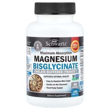 Магний BioSchwartz Maximum Absorption Bisglycinate, 24 мг, 180 растительных капсул