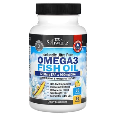 Рыбий жир BioSchwartz Omega 3, вкус Lemon, 90 мягких капсул