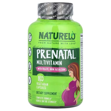 Пренатальные мультивитамины NATURELO With Folate Iron & Calcium, 180 растительных капсул