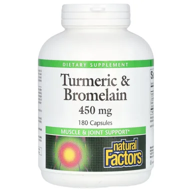 Фото товара: Бромелайн Natural Factors Turmeric &, 450 мг, 180 капсул