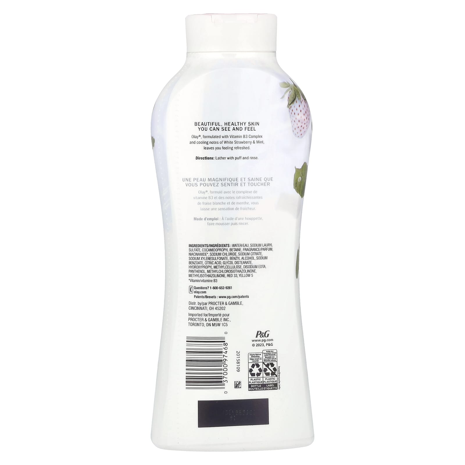Гель для душа Olay Fresh Outlast, вкус White Strawberry & Mint, 650 мл — фото 2
