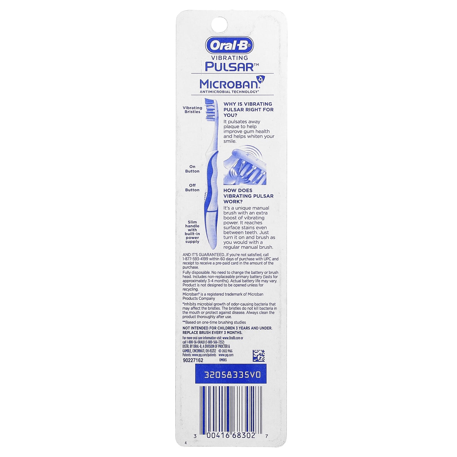 Зубная щётка Oral-B Vibrating Pulsar™ Battery Powered Medium, набор из 2 шт. — фото 4