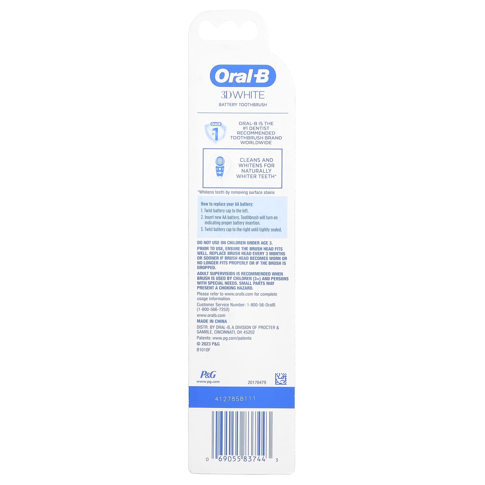 Зубная щётка Oral-B 3D White Battery Power, 1 шт. — фото 4