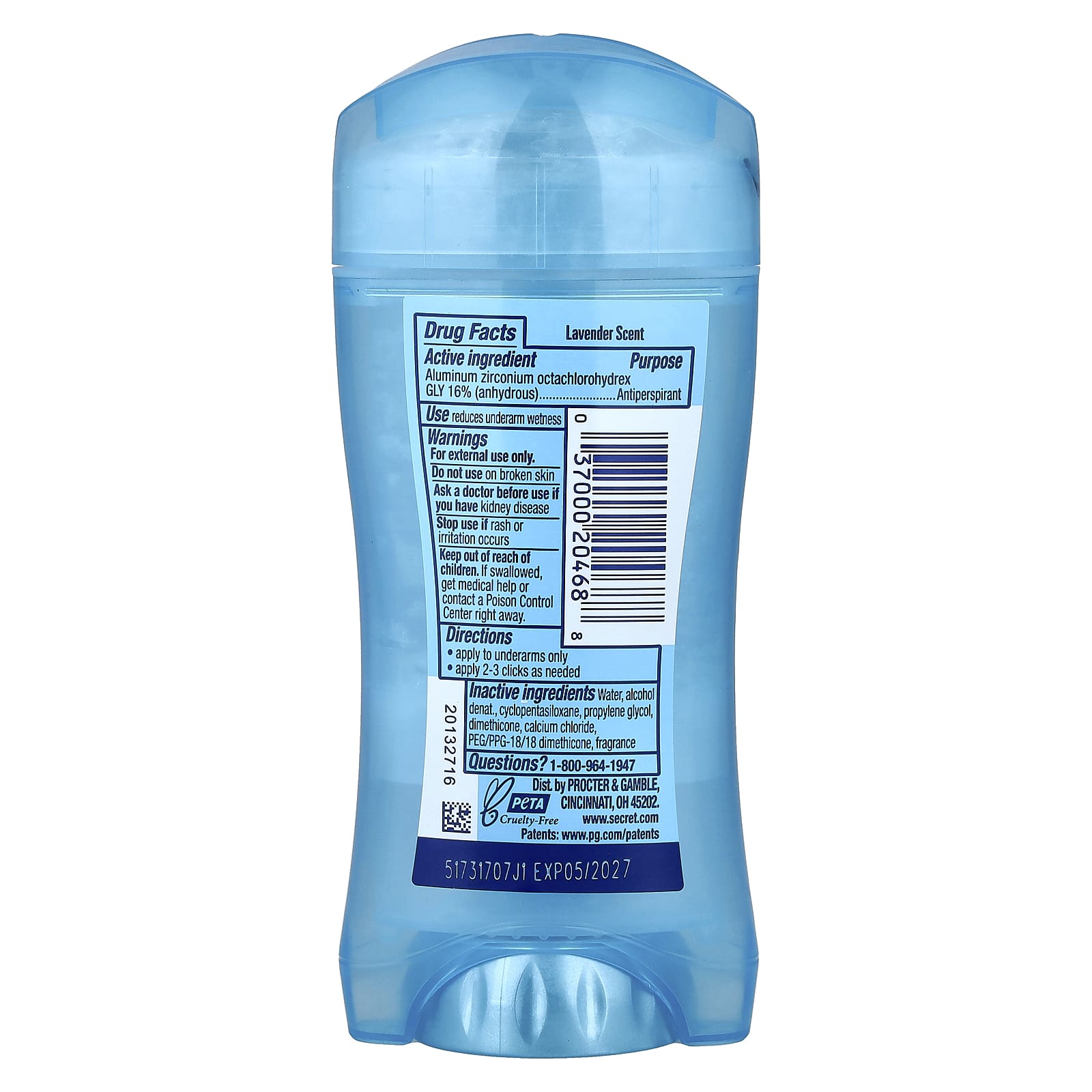 Антиперспирант Secret Clear Gel /Deodorant Stick Relaxing Lavender, 73 г, стик — фото 2