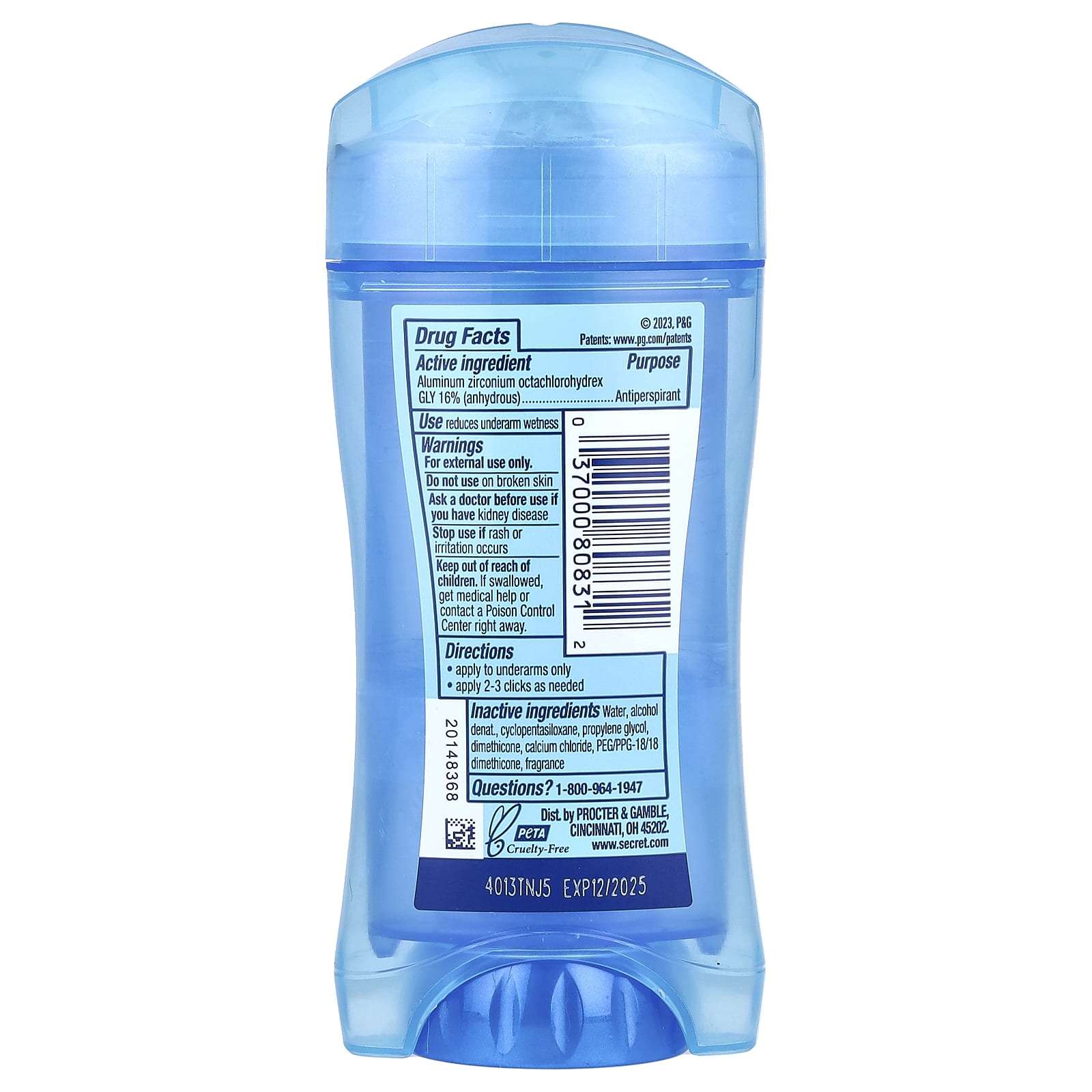 Антиперспирант Secret Outlast® Sweat & Odor Deodorant Clear Gel, без отдушки, 73 г, гель — фото 2