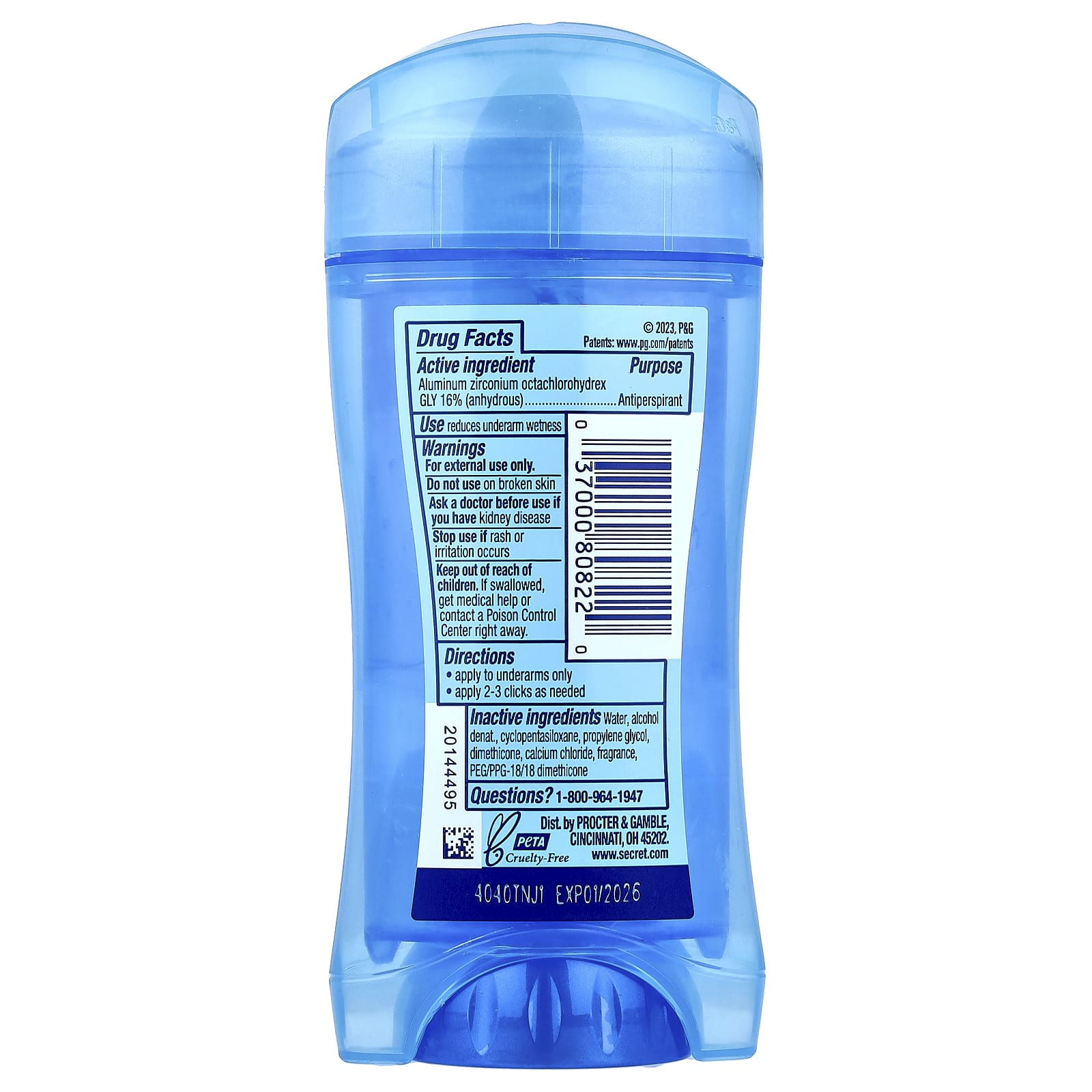 Дезодорант Secret Outlast® Sweat & Odor 72 HR Clear Gel Completely Clean, 73 г, гель — фото 2
