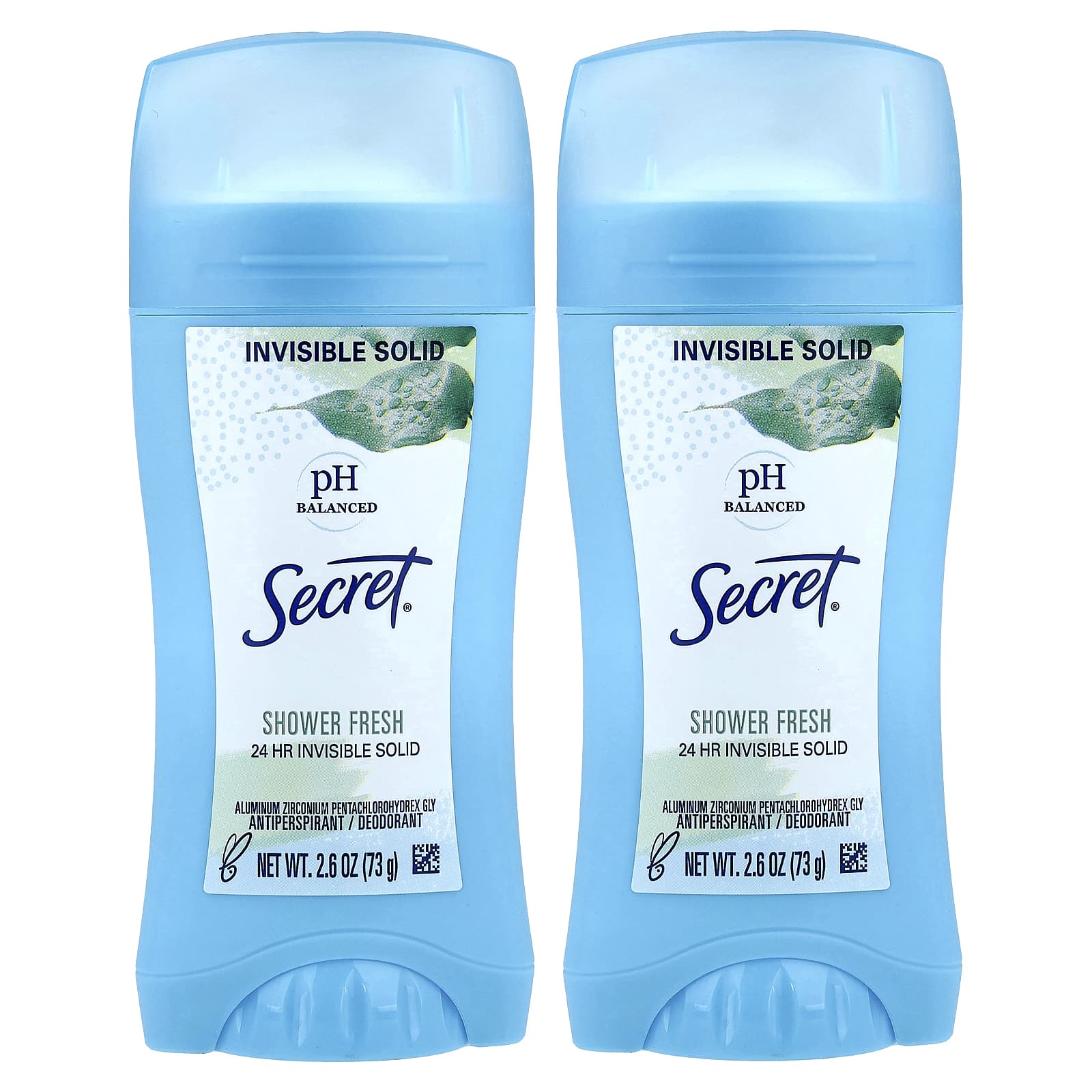 Антиперспирант Secret pH Balanced Invisible Solid /Deodorant Shower Fresh, 73 г, набор из 2 шт.