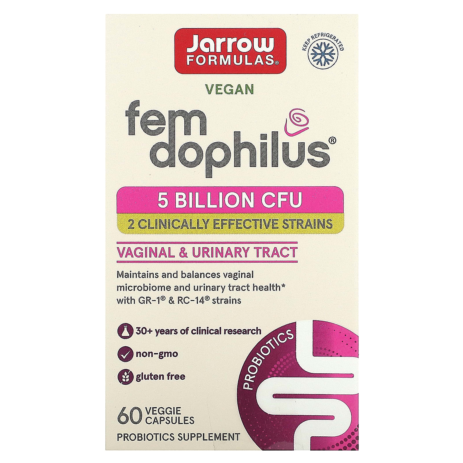 Пробиотик Jarrow Formulas Fem, 5 млрд КОЕ, 60 растительных капсул — фото 2