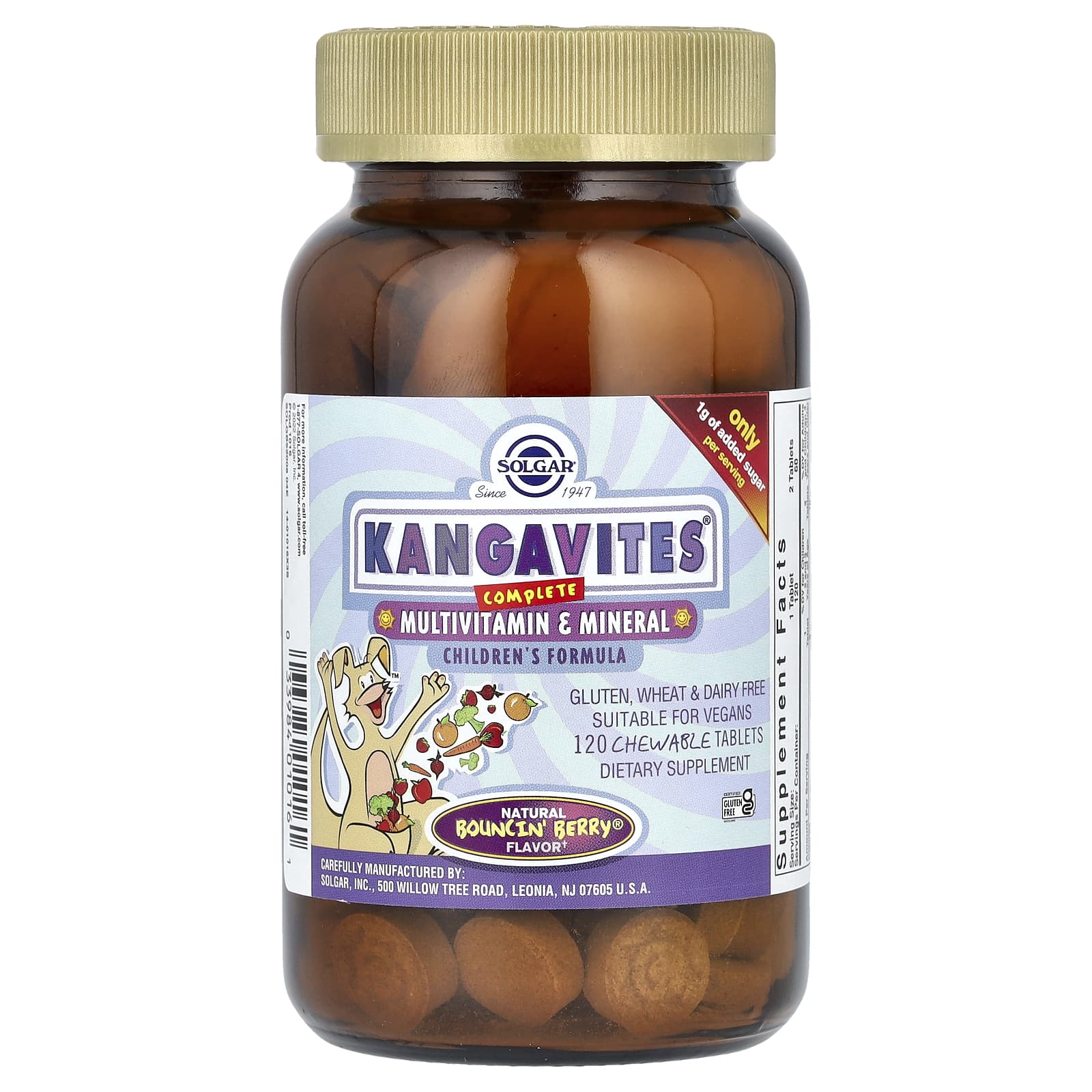 Мультивитаминно-минеральный комплекс Solgar Kangavites Complete Formula Bouncin' Berry, 120 жевательных таблеток
