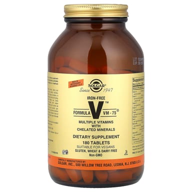 Минерал Solgar Formula V™ VM-75® Multiple Vitamins with Chelated Iron-Free, 180 таблеток