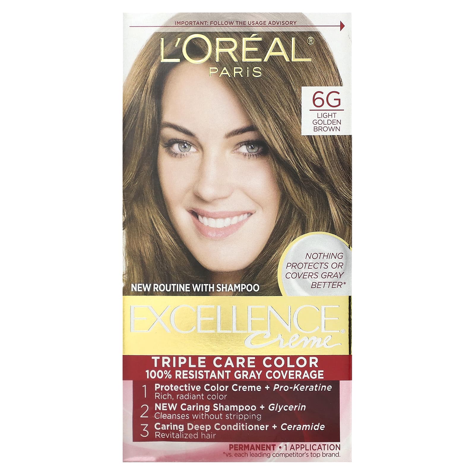 Краска для волос L'Oréal, 6G Светло-золотисто-коричневый, 1 применение — фото 3