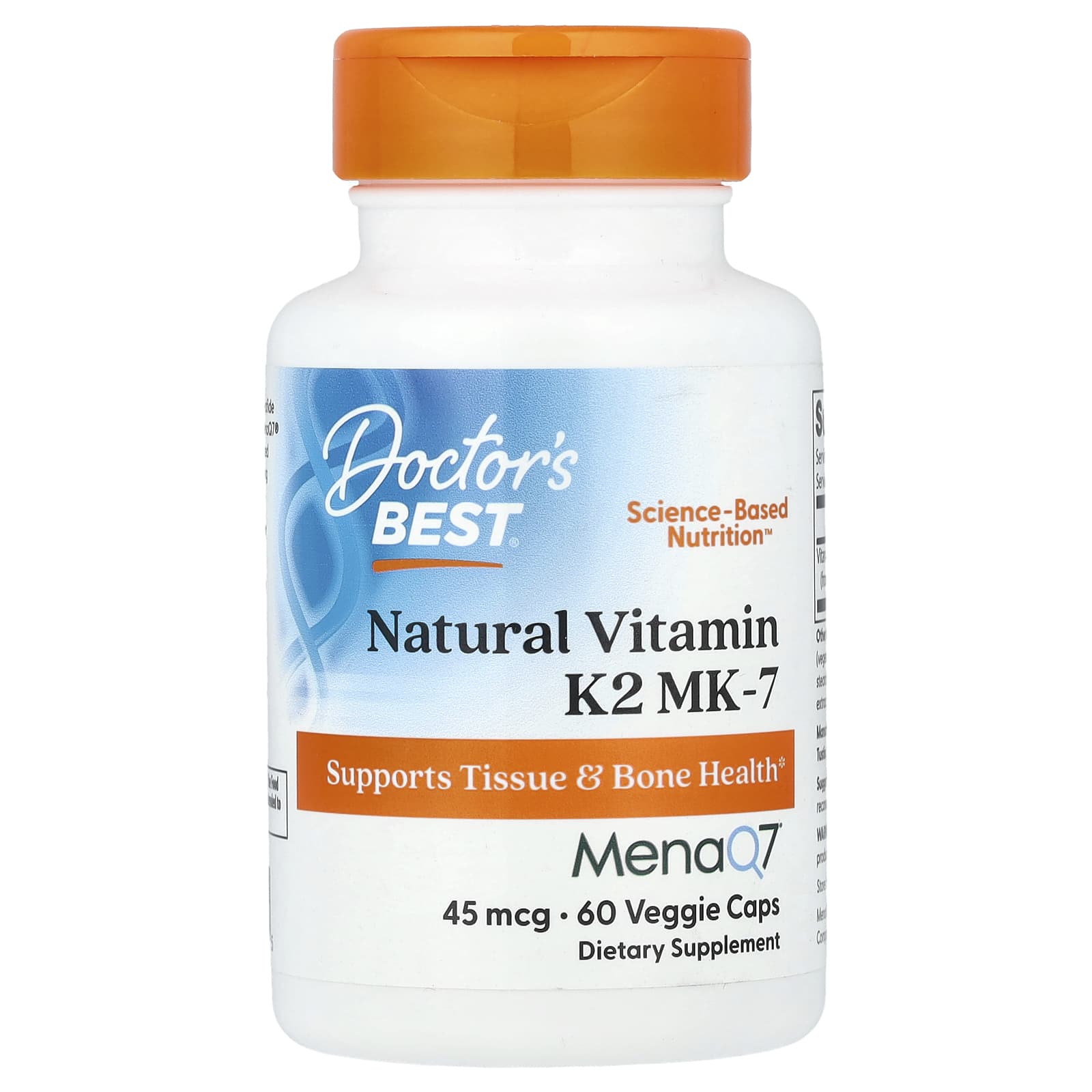 Витамин K2 MK-7 Doctor's Best Natural, 45 мкг, 60 растительных капсул