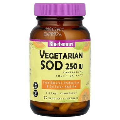 SOD (супероксиддисмутаза) Bluebonnet Nutrition Cantaloupe Fruit Extract, 250 МЕ, 60 растительных капсул