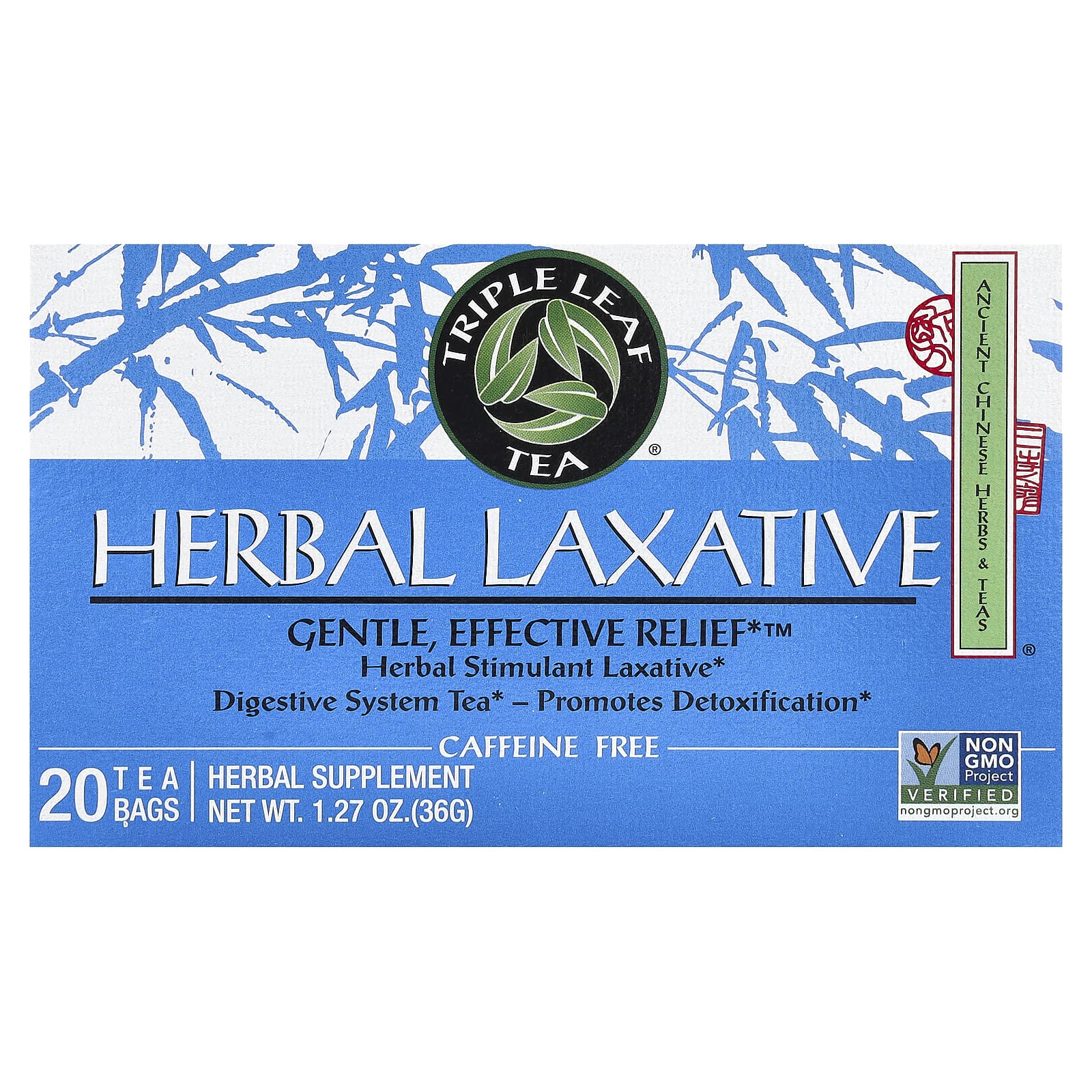 Чайные пакетики Triple Leaf Tea Herbal Laxative 20, без кофеина, 36 г — фото 2