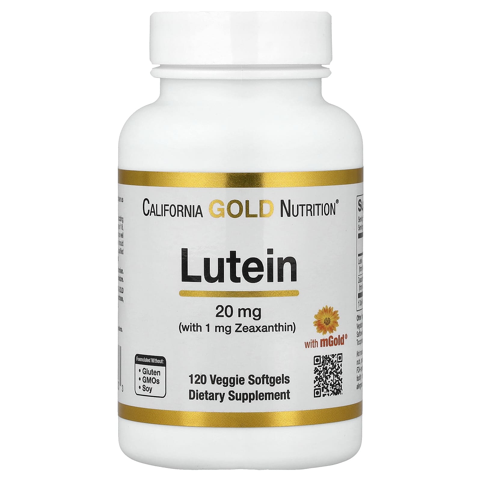 Зеаксантин California Gold Nutrition Lutein with from Marigold Extract 120 Veggie, мягкие капсулы — фото 3