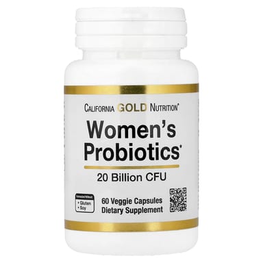 Бифидобактерии California Gold Nutrition Women's Probiotics with Probiotic Bacteria Blend lactis Lactobacillus acidophilus and Lactobacillus rhamnosus, 20 млрд КОЕ, 60 растительных капсул