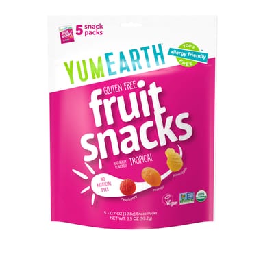 Снек YumEarth Fruit Snacks 5 Packs, оттенок Tropical, 19.8 г