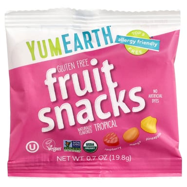 Снек YumEarth Fruit Snacks 10 Packs, оттенок Tropical, 19.8 г