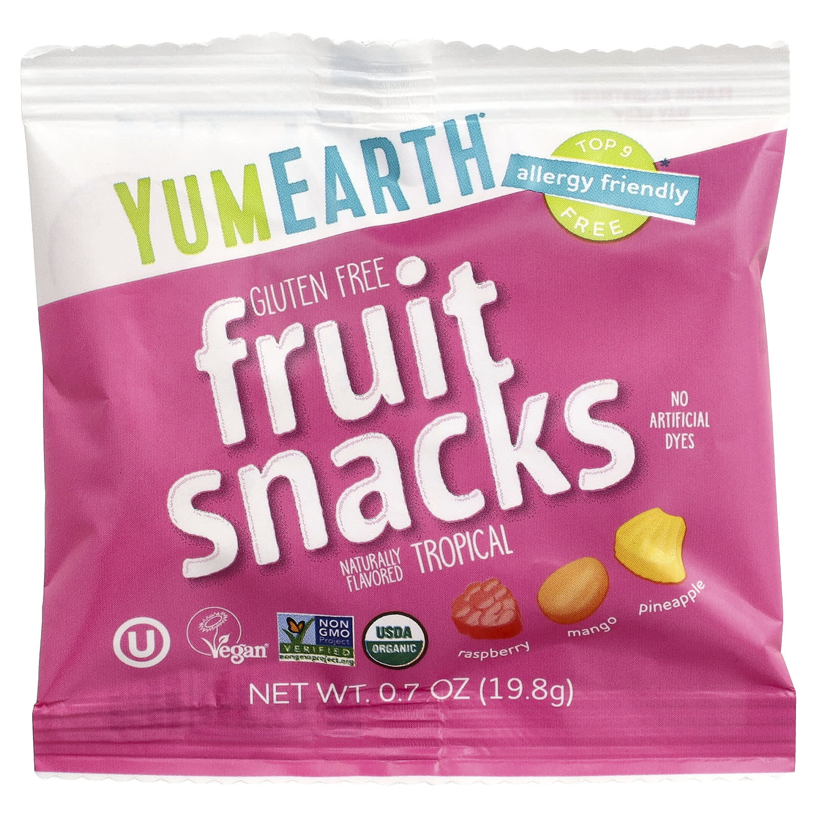 Снек YumEarth Fruit Snacks 10 Packs, оттенок Tropical, 19.8 г