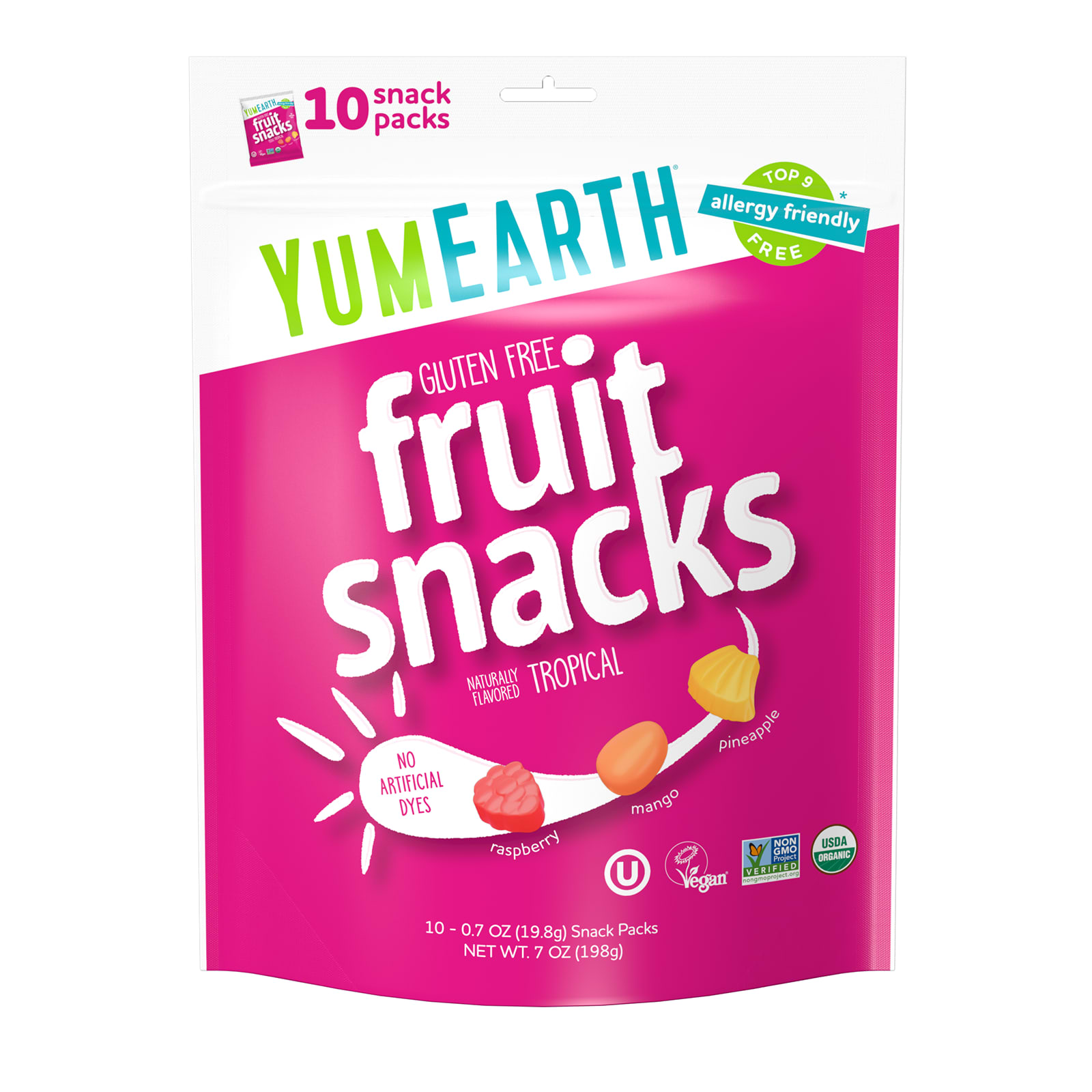 Снек YumEarth Fruit Snacks 10 Packs, оттенок Tropical, 19.8 г — фото 2
