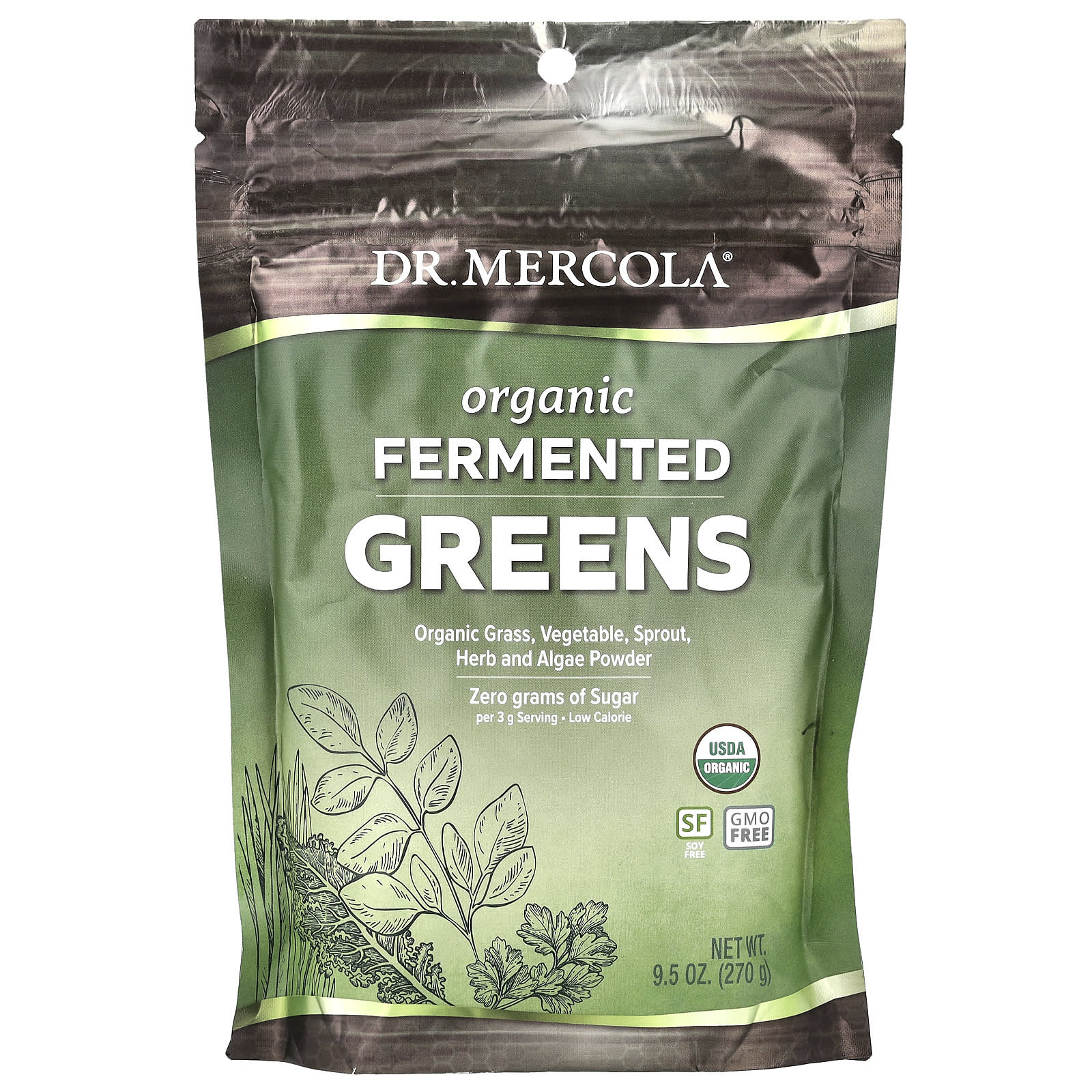 Органические ферментированные зелёные продукты Dr. Mercola, 270 г