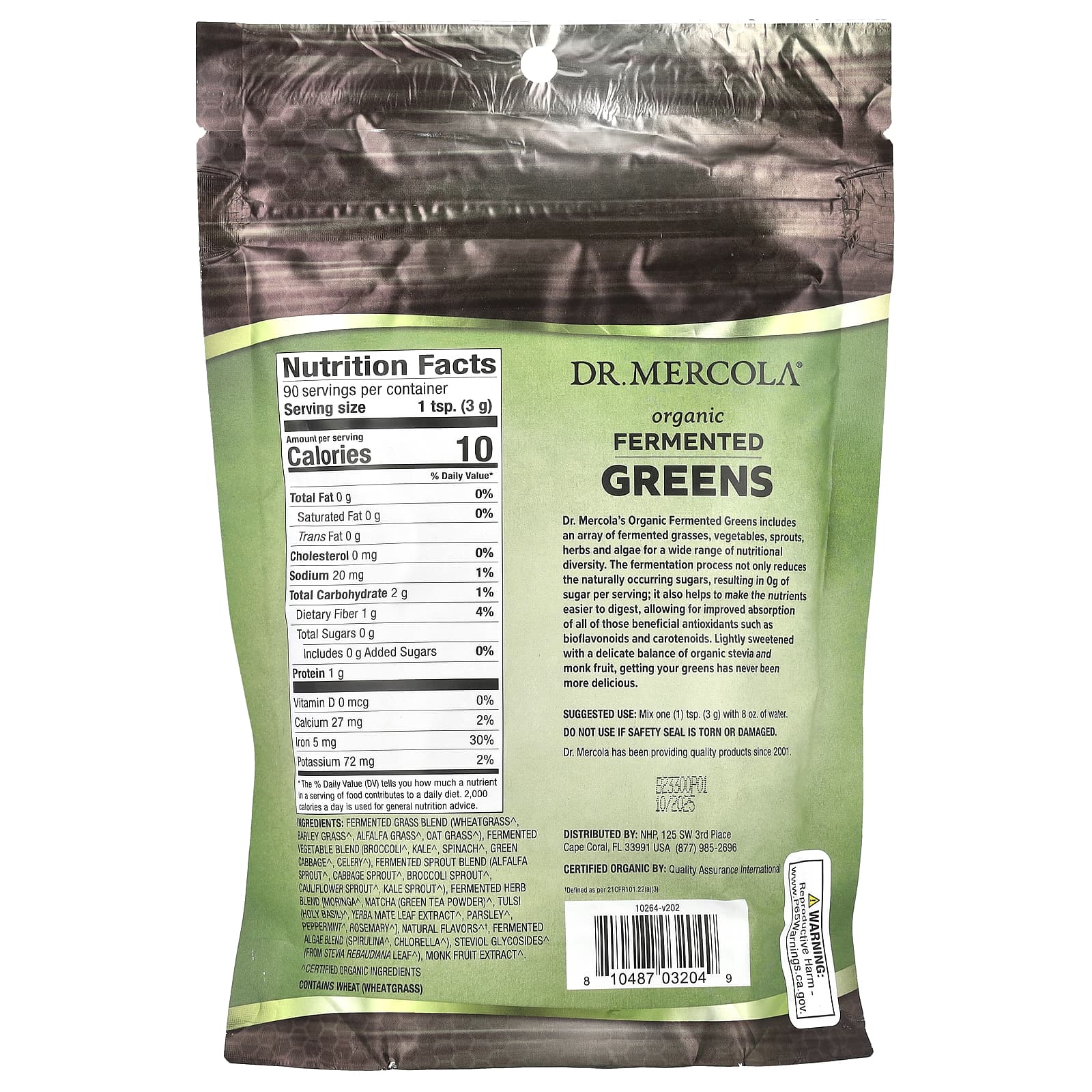 Органические ферментированные зелёные продукты Dr. Mercola, 270 г — фото 2