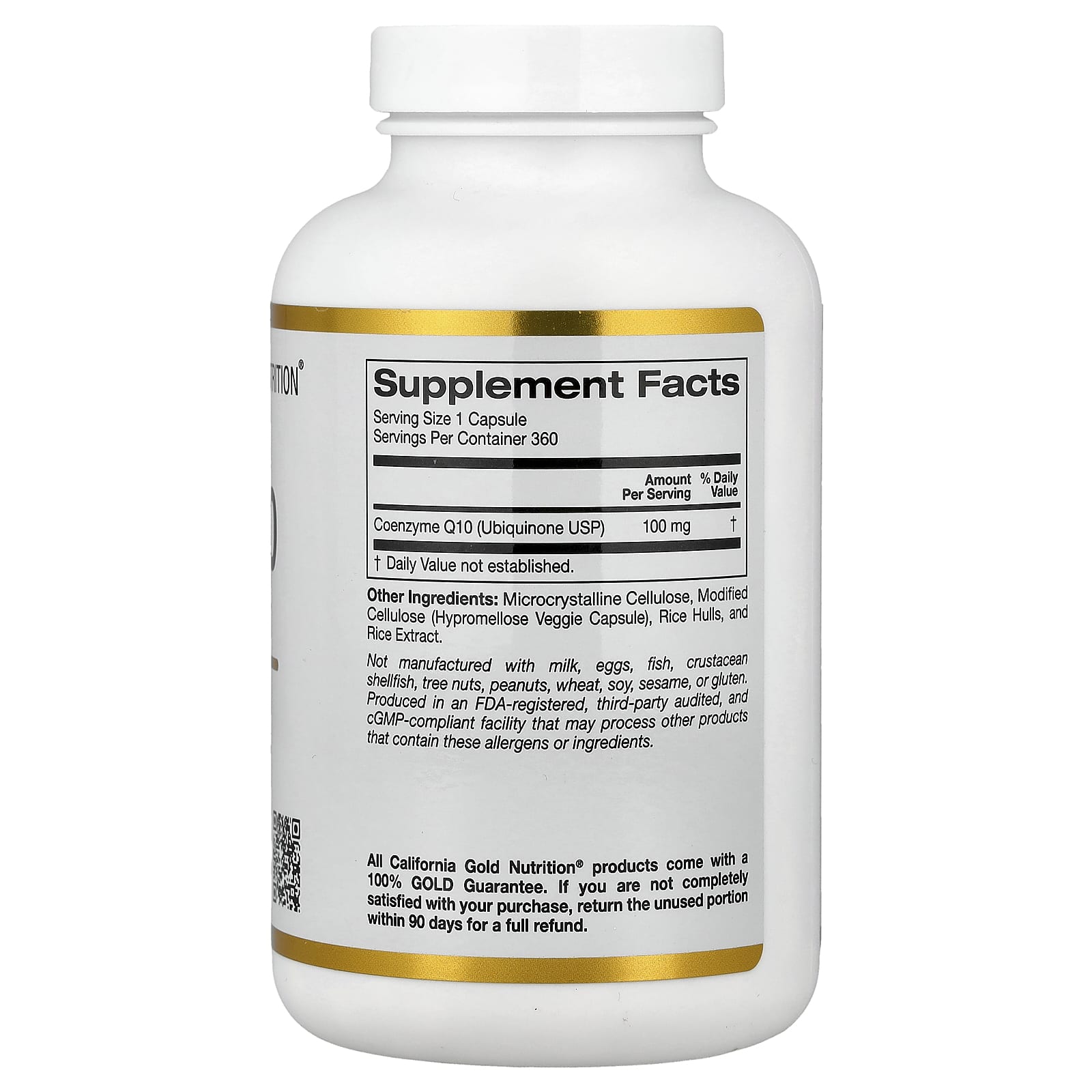 Коэнзим Q10 California Gold Nutrition USP Grade Ubiquinone, 100 мг, 360 растительных капсул — фото 4