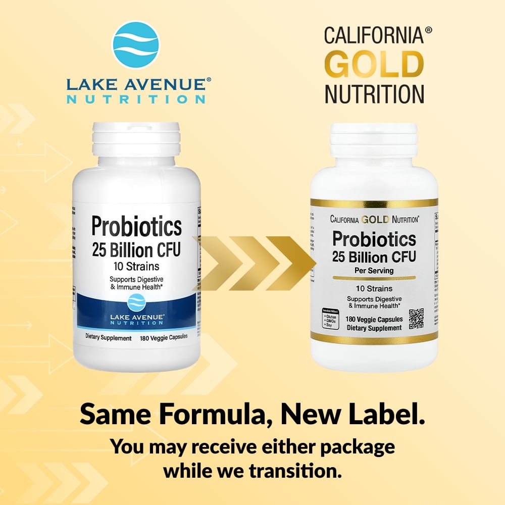 Бифидобактерии California Gold Nutrition Probiotics with Lactobacillus acidophilus lactis Lactobacillus plantarum and Lactobacillus casei, оттенок 10 Strain Blend, 25 млрд КОЕ, 180 растительных капсул — фото 2
