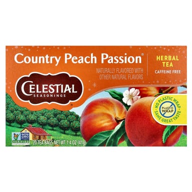 Травяной чай Celestial Seasonings 20 Tea Bags, без кофеина, вкус Country Peach Passion®, 41 г, чайные пакетики