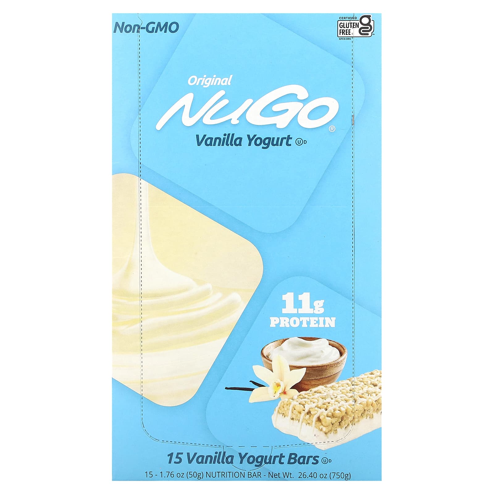 Батончик NuGo Nutrition Original, вкус Vanilla Yogurt, 50 г, 15 шт. — фото 2