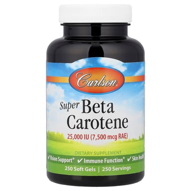 Бета-каротин Carlson Super, 7500 мкг, 25000 МЕ, 250 мягких капсул