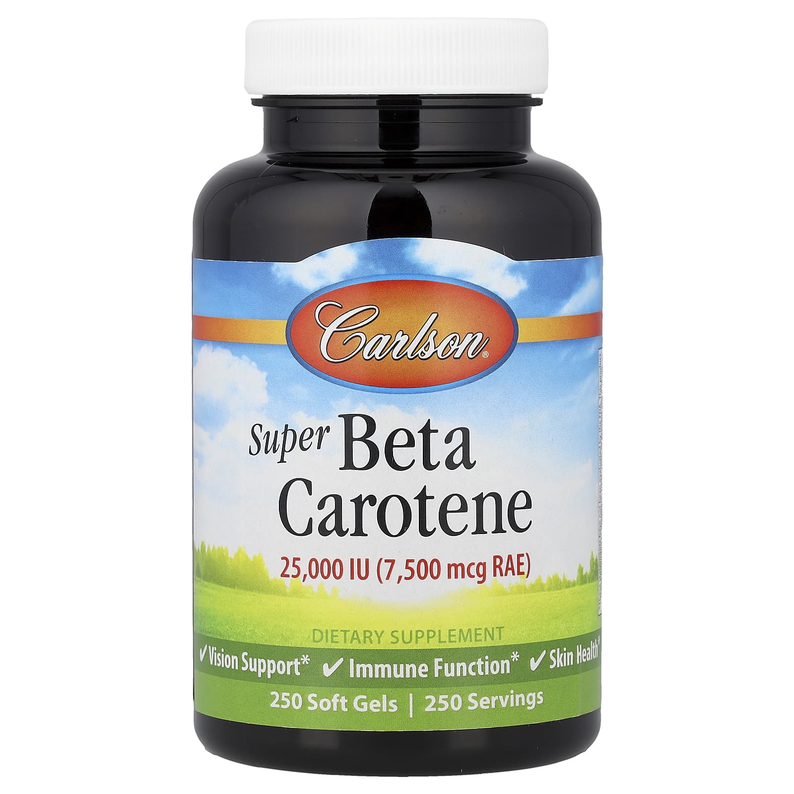 Бета-каротин Carlson Super, 7500 мкг, 25000 МЕ, 250 мягких капсул