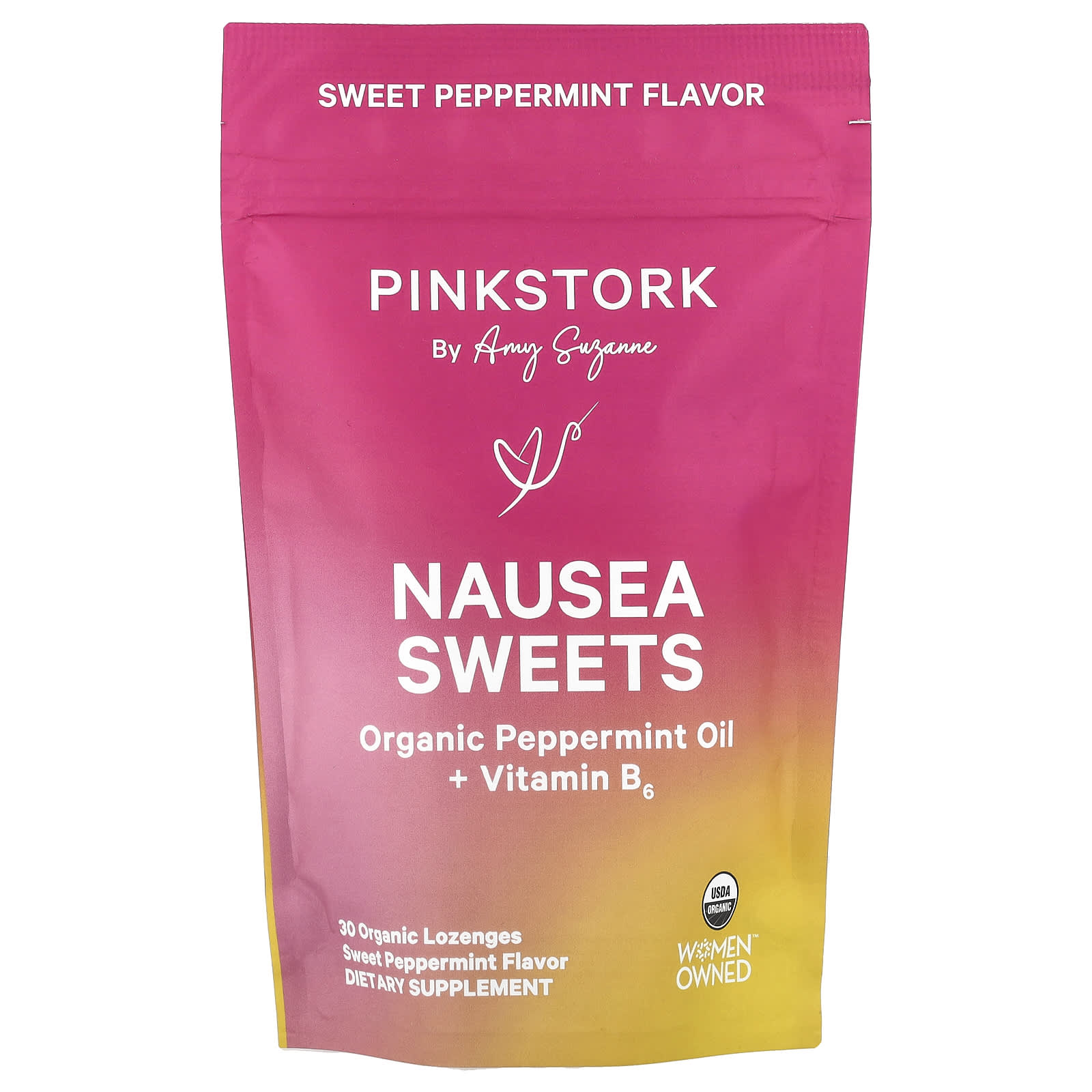 Леденцы от тошноты Pink Stork, 30 органических леденцов