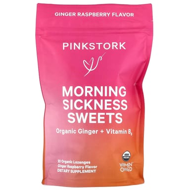 Имбирь Pink Stork Morning Sickness Sweets 30 Organic Lozenges, вкус Ginger Raspberry, пастилки