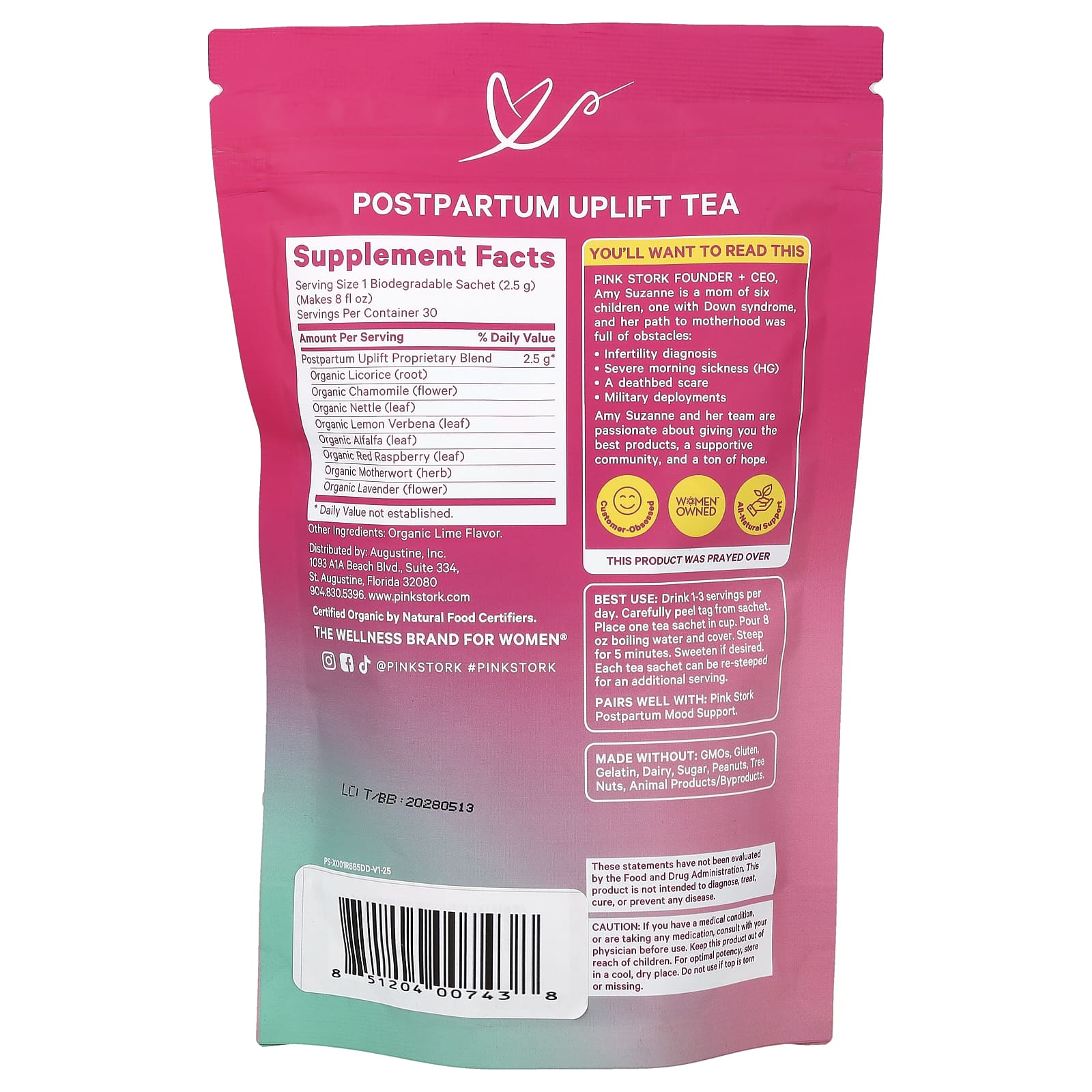 Чай Pink Stork Postpartum Uplift Refreshing Lime, оттенок 15 Sachets, 37.5 г — фото 2